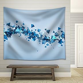 Abstract 3D Rendering of Chaotic Particles. Background of Pyramids in Empty Space. - Fabric Wall Tapestry Home Decor - 51x60 inches