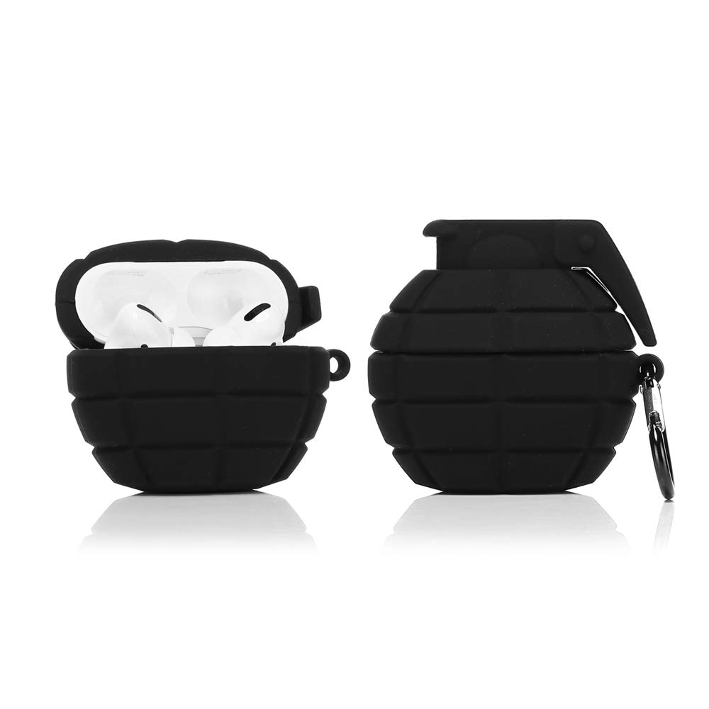 YIGEYI Silicone Case Compatible with Airpods Pro Funny Cute 3D Cartoon Cover [Cool Play Seires] (Grenade Black)
