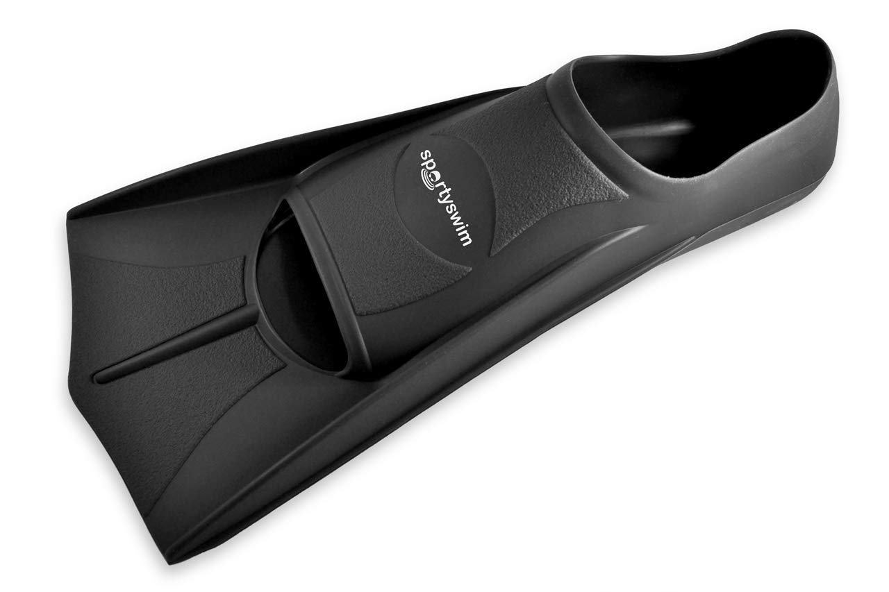 SportySwim Black Silicone Training Fins (EU 47-48/ UK 11.5-12.5)