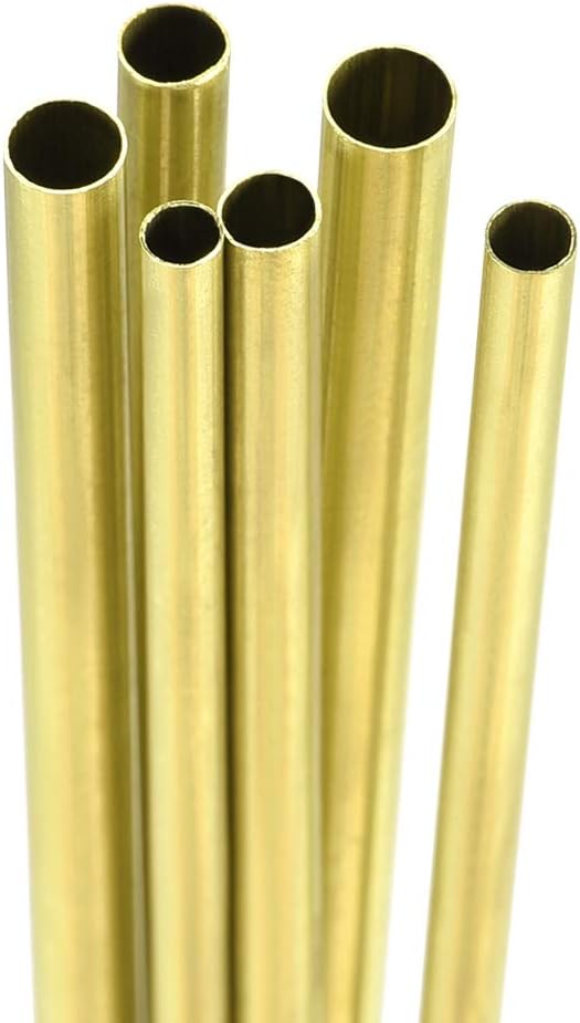 sourcing map Brass Tube, 4mm 4.5mm 5mm 5.5mm 6mm 6.5mm OD x 0.2mm Wall Thickness 300mm Length Seamless Round Pipe Tubing, Pack of 6 - Image 5