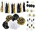 Graduation Party Decorations 2022 Black White Gold Paper Tassel Garland for Great Gatsby Decorations/ Birthday Decorations/2022 Graduation Party Supplies