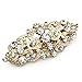 Bridal Hair Barrette Gold Plated Romancing Heart Rhinestone Crystal Small 2.5 inches