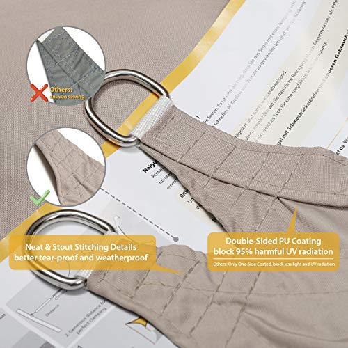 Sekey Sonnensegel Wasserdicht 3x4m Rechteckig PES Polyester, Sonnenschutz 95% UV Schutz Windschutz Reißfest Wetterfest… – Bild 3