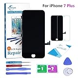 Qi-Eu LCD Display for iPhone 7 PLUS 5.5 inch Touch Screen Digitizer Replacement with 3D Touch Full Assembly - Black, Repair Tools Kit and Instructions are Included