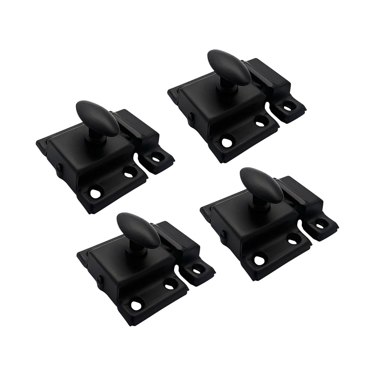 QCAA Oval Turn Cabinet Latch, for Cupboard & Other Furniture, Small, Matte Black, 4 Pack, Made in Taiwan