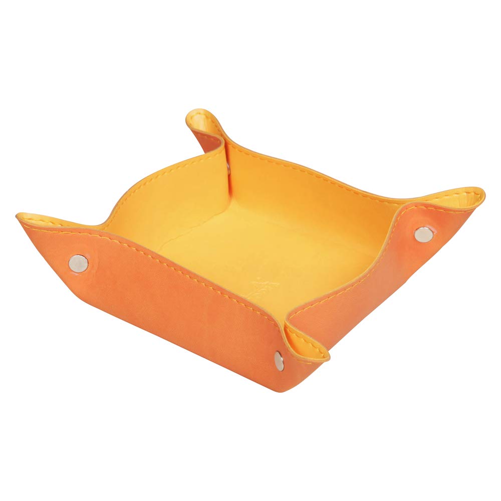 RHODIA 318954C - Tangerine Reversible Tidy Box - 12x12x4.5 cm - Orange Saddle Stitching, Magnetic Corners - Faux Leather - Rhodiarama Home Office Collection - Office Organization & Designer Storage