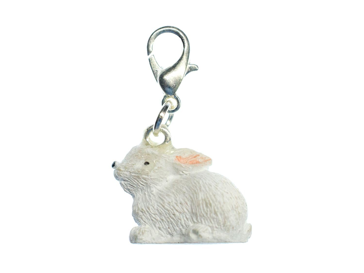 Miniblings Bunny Charm Pendant For Bracelet Wristlet Rabbit Sitting White Easter