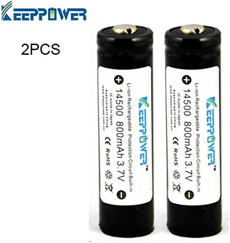 2PCS KeepPower 14500 800mAh 3.7v Protected Rechargeable Batteries.