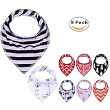 PPOGOO Baby Bandana Drool Bibs Unisex 8-Pack Gift Set for Boys and Girls made of 100% Organic Cotton