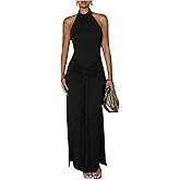 Milumia Women's Tie Knot Bodycon Halter Dress Sleeveless Backless Wedding Guest Long Dresses