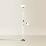 MiniSun Modern Black Brushed Chrome 2 Way Floor Lamp Mother Father Child