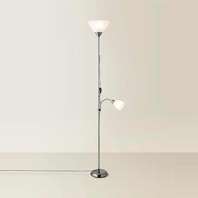 MiniSun Modern Black Brushed 2 Way Parent and Child Floor Lamp with LED Bulbs