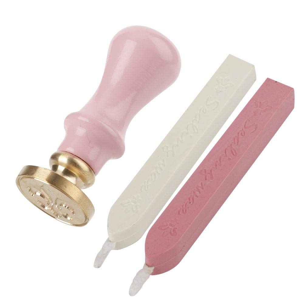 Retro Style Wooden Handle Sealing Stamp Set for Gift Packaging and Invitation Letters - Pink (081039)