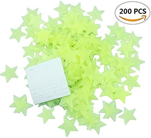 200Pcs Luminous Sticker Glow in the Dark Fluorescent Glow Decals for Ceiling Wall Decorate Baby Kids Gift Nursery Room–Green