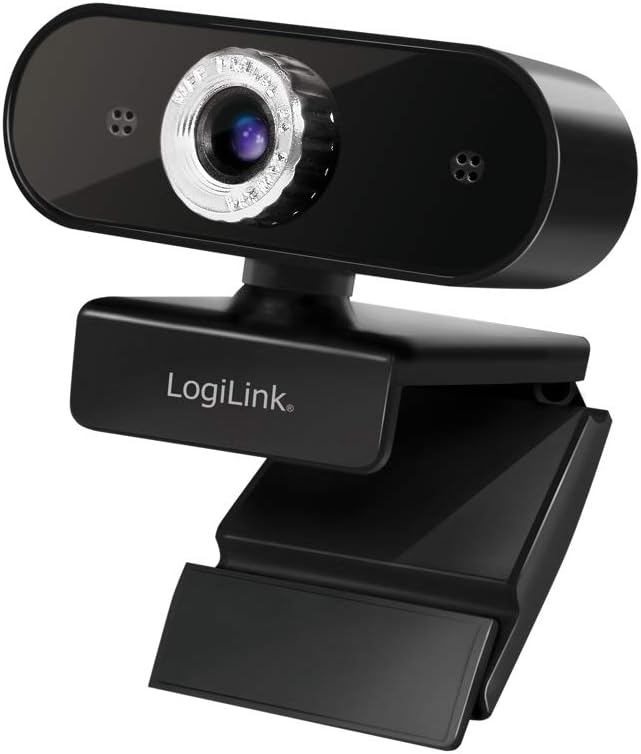 LogiLink UA0371 - Pro Full HD USB Webcam with Microphone for crisp video calls via Skype/Google Meet/FaceTime/FB Messenger/etc