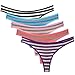 Nightaste Women Cotton Thong Panties Multi-Pack of Breathable G-string Underwear with Color Stripes for Ladies (Large, Assorted)