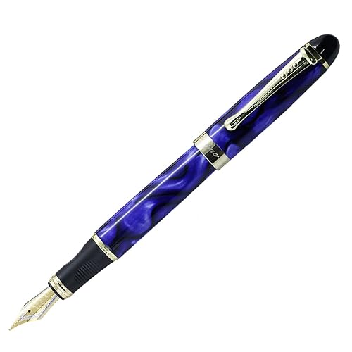 JinHao X450 Fountain Pen Luxury Set Marble Royal Blue Medium Nib Writing  For Stationery Office Supplies With P