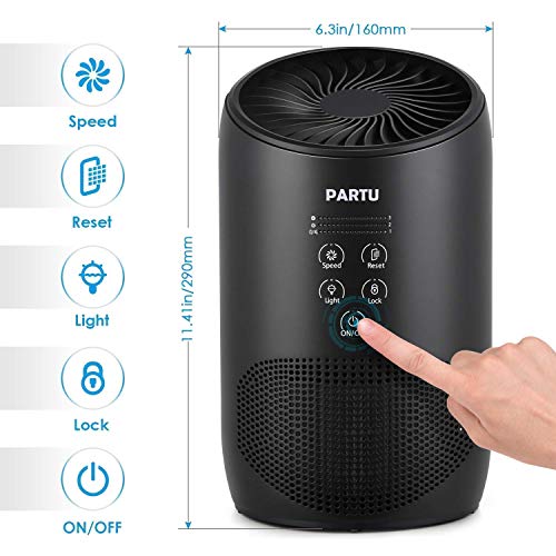PARTU HEPA Air Purifier - Smoke Air Purifiers for Home with Fragrance Sponge - 100% Ozone Free, Lock Set, Eliminates Smoke, Dust, Pollen, Pet Dander, (Available for California) - Thumbnail 6