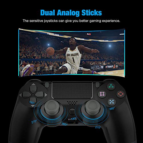 Y-Team Wireless Controller for PS4 Video Game Gamepad Controller with Motors Touchpad Joystick Audio Indicator and USB Cable for Playstation 4/Pro/Slim（Black）
