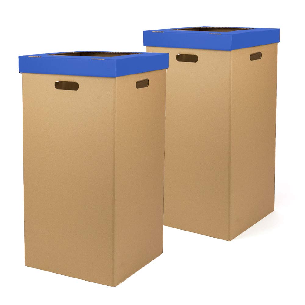 ONLY BOXES Pack of 2 Paper Bin with Lid, Blue, Dimensions 37 x 36 x 70 cm,