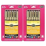 Sakura 30064 6-Piece Pigma Micron Assorted Colors 005 Ink Pen Set (2-PACK)