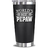 AcevedoDesign World's Best Pepaw Tumbler - Best Pepaw Laser Engraved - Pepaw Mug - Father's Day Gift - Birthday Gift For Pepaw - Pepaw Coffee Mug - Stainless Steel Travel Tumbler 20Oz, Black