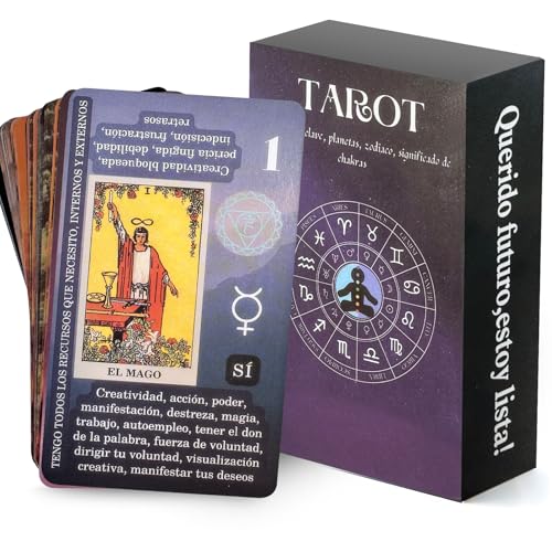 YCQYNHQ Tarot Rider Waite, Tarot en Español para Principiante, No Necesita Libro de Guía, Baraja Clásica con 78 Cartas 22 Arcanos Mayores y 56 Arcanos Menores