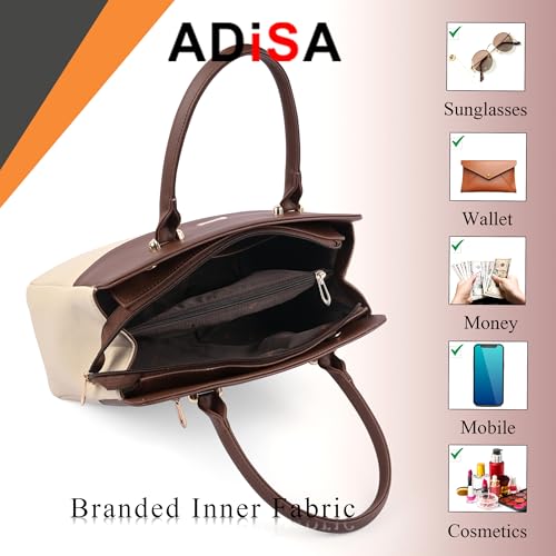 ADISA Color Block handbag shoulder bag satchel for women and girls with sling belt (AD4088-CRE) 3