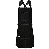 LeaSeek Leather Welding Apron, Heat &amp; Flame-Resistant, 6 Pockets | Heavy-duty split cowhide apron, adjustable M-L men &amp; women, for blacksmithing, forging, and metalwork.