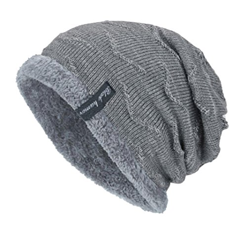 Hmlai Fashion Hat,Unisex Winter Knit Wool Warm Hat Thick Soft Stretch Slouchy Beanie Skully Cap (Gray)