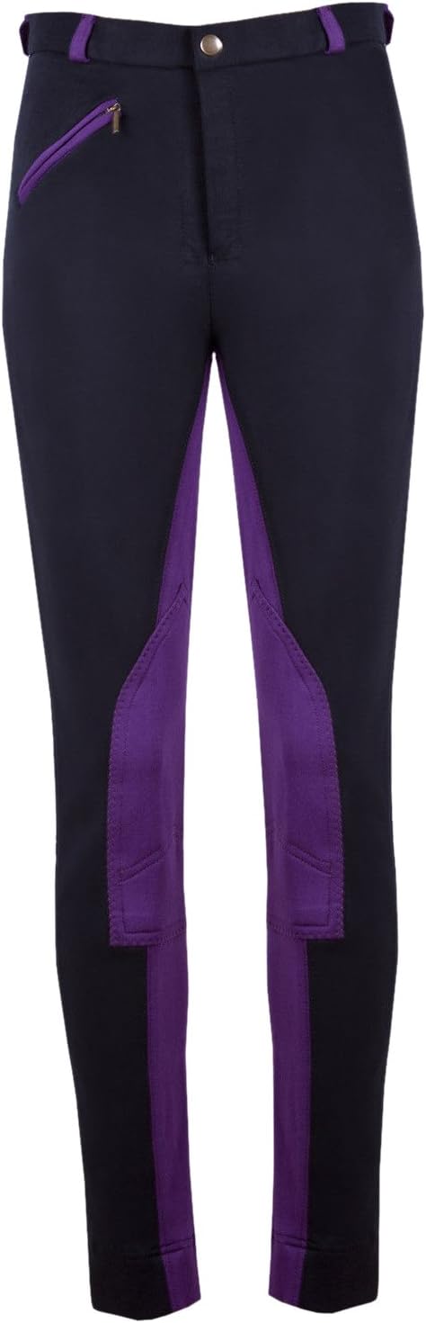 GS Equestrian Girl's Kerry Girl's Kerry Jodhpurs - Black/Purple, 20-Inch