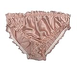 Farlenoyar Women Sexy Flouncing Silk Bikini Briefs Underwaer Soft Briefs (L(Tag 2XL), Hot Pink)