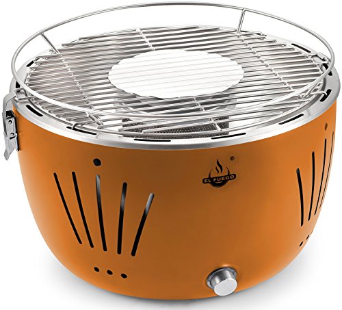 El Fuego Holzkohlegrill Tulsa Grill BBQ Barbecue, Farbe Orange, USB