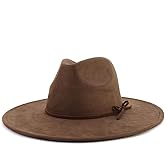 BUDUBIBI Fedora Hat for Women and Men, Classic Winter Wide Brim Felt Panama Hat Adjustable Suede Western Jazz Cap