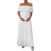 Greties Maternity Dress for Photoshoot Long Bodycon Baby Shower Dress Off Shoulder 3D Floral Women Formal Pregnancy Gowns