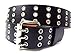 Triple Row 3 Holes PU Leather Grommet Belt Black