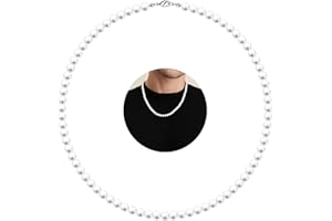 MJartoria Pearl Necklace for Men, 16''-24'' Pearl Necklaces for Women, 6/8mm White Pearl Choker Necklace Trendy Jewelry Gifts for Women Men