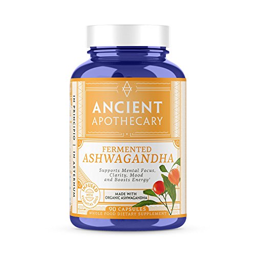 Ancient Apothecary Fermented Ashwagandha Supplement, 90 Capsules - Infused with Organic Essential Oils, Ashwagandha Extract and Digestive Bitters
