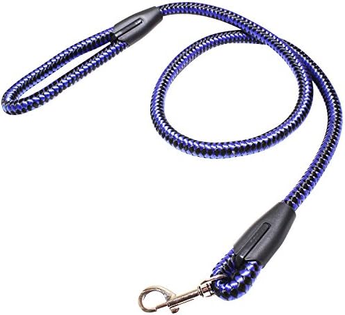 Durable Dog Rope Leash - Small and Medium Breed Sturdy Leashes by FIDO Care (Blue/Black)
