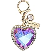 MONNEL MC508 Little Crystal Love Heart Lobster Clasp Charm for Women with Velvet Bag (Pink,1 Piece)