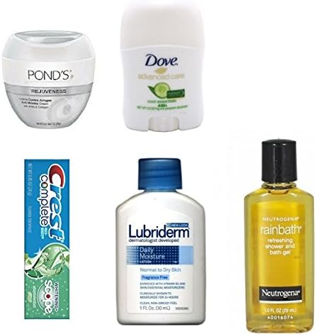 Cream Travel Size Pond's Rejuveness + Dove Deodorant + Crest Scope Toothpaste + Lubriderm Lotion + Neutrogena Body Oil