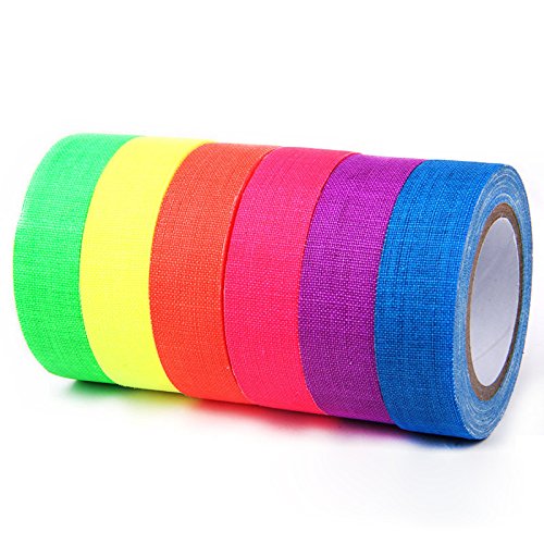 KONDOR BLUE 6-Pack of Glow Tape UV Blacklight Reactive Fluorescent/Neon Gaffer Tape Matte Finish No Residue - Thumbnail 4