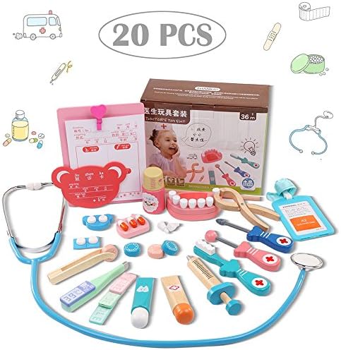 kangbaobei Play Doctor Kit for Dressing Up & Costumes , 20 PCS Pretend Nurse Carry Set Role Educational Play Game Toy , Medical Kits Equipment Simulation for Kids, School Classroom , Easter Stuffe