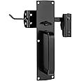 SANKINS Thumb Gate Latch Hardware for Wooden Fences Heavy Duty, Self Locking Fence Latch Kit with Handle, Door Latch Gate Lock kit for Wooden/Vinyl Fence, Outdoor Metal Gate, Black Finish