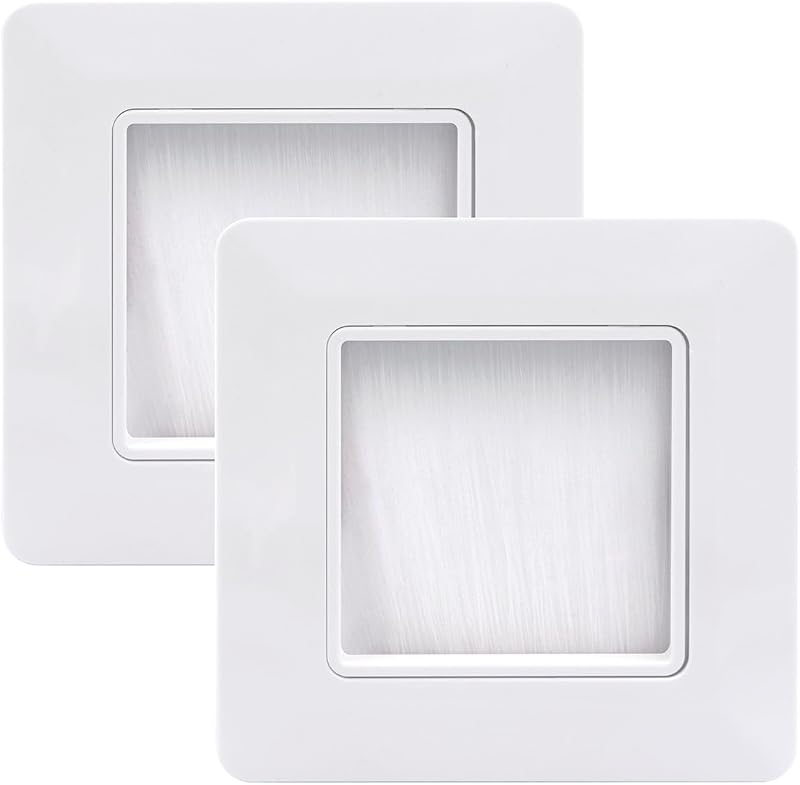 VCE White Single Gang Brush Faceplate Wall Plate for Cable Management - 2 Pack