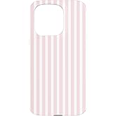 Cute Light Pink White Stripes Pattern Minimalist Case for iPhone 15 Pro