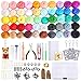 PP OPOUNT Needle Felting Starter Kit with Instructions, 50 Colors Wool Roving Fibre Yarn, 25 Pieces Wool Felt Tools and Foam Mat for DIY Needle Felting