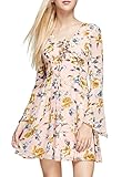 Women's Bell-Sleeve Floral Dress (Medium, Pink/Multi)