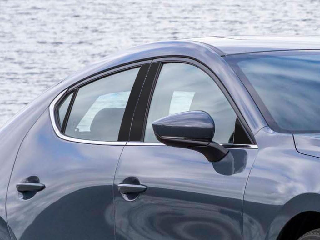 Photo 1 of Rvinyl Pillar Post Pre Cut Window Trim Kits in Gloss Black Compatible with Mazda Mazda3 2019-2023 - Adhesive Backs