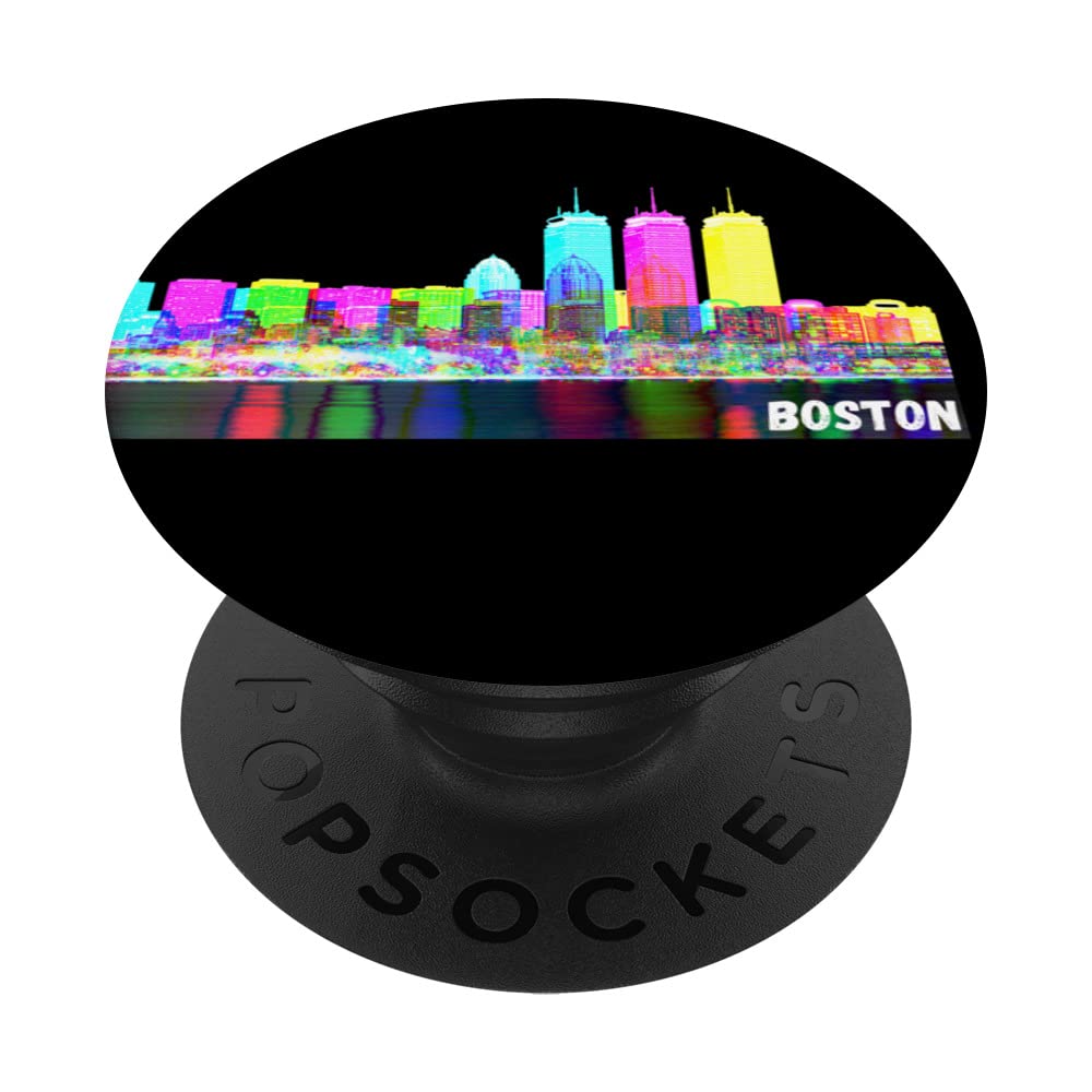 Colorful Boston Skyline Souvenir Vacation Gift PopSockets Swappable PopGrip
